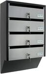 Rottner Depot 4 Briefkastenanlage Silber Schwarz Stahlblech Namensschildhalter