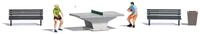 Busch 7843 HO Scale Tischtennis - Ping Pong Miniaturszene - 2 Spielerfiguren, 2