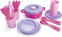 Dantoy Dinner Set for 4, Role Play Toys for Kids with 22 Pieces, Princess Pink,