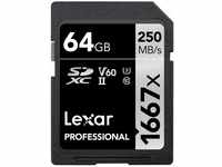 Lexar 64 GB Professional 1667x SDXC Speicherkarte, UHS-II, C10, U3, V60,...