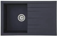 Respekta Mineralitesp&uuml;le in Schwarz /1 Becken Einbausp&uuml;le in 80 x 50 cm...