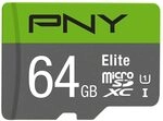 PNY Elite 64GB microSDXC-Speicherkarte + SD-Adapter, 100MB/s Lesegeschwindigkeit,
