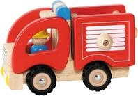 goki Feuerwehrwagen &ndash; Klassisches Holzspielzeug mit ausziehbarer Leiter,
