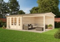 Alpholz Gartenhaus Freiburg-44 aus naturbelassenem Holz 755 x 399 cm mit 44 mm