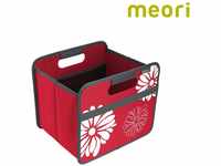 meori Faltbox Small in Rot mit Blumen - Stabile Klappbox S mit Griffen -...