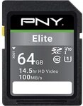 PNY Elite SDXC-Karte, 64 GB, Class 10, UHS-I U1, 100 MB/s
