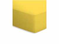 schlafgut Mako-Jersey Basic Spannbetttuch, Baumwolle, gelb, 200 x 200 cm