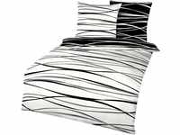 Kaeppel Wendebettwäsche Mako-Satin schwarz-weiß Größe 135x200 cm (80x80 cm)