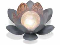 esotec Solar Lotusblüte aus Metall | Solarlampe Gartenbeleuchtung | Bruchglas