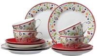 Ritzenhoff & Breker Kaffeeservice Doppio Shanti, 12-teilig, rot, Porzellangeschirr