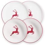 GMUNDNER KERAMIK Dinner for two Classic Geschirrset bordeauxroter Hirsch...