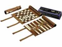 Philos 2801 - Reise-Schach-Backgammon-Dame-Set, aus Kunstleder zum Rollen, Feld...