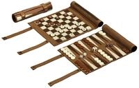 Philos 2801 - Schach Backgammon Dame Set, Reise, Kunstleder, Feld 25 mm