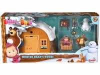 Simba 109301023 - Mascha und der Bär Spielset Winter Bärenhaus, zum Aufklappen, mit
