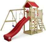 WICKEY Spielturm Kletterger&uuml;st MultiFlyer mit Schaukel & roter Rutsche, Outdoor