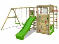 FATMOOSE Spielturm Klettergerüst ActionArena Air mit Schaukel & apfelgrüner