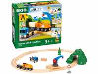 BRIO World 33878 - Starterset Güterzug mit Kran - Der ideale Einstieg in die