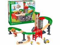 BRIO World 33887 Großes Lagerhaus-Set mit Aufzug - Zubehör für die Holzeisenbahn -