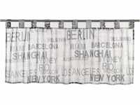 Elbersdrucke Bistrogardine City 07 weiß-grau transparent 48x140 cm Scheibengardine