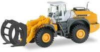 herpa 306843 &ndash; Radlader L580, Loghandler mit Greifer, Liebherr Baustellen Fahrzeug,