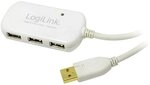 LogiLink USB-Kabel USB 2.0 USB-A Stecker, USB-A Buchse 12.00m Wei&szlig; vergoldete