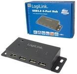 LogiLink USB 2.0 Hub mit 4-Ports aus Metall in schwarz