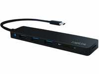 LogiLink UA0312 Slim USB 3.1/3.0 Hub und Cardreader für PC/Laptop Schwarz