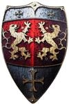 BestSaller 1164 Ritterschild Holz, 49x32 cm, mit L&ouml;wen Motiv mit Ledergriff,