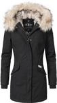 Navahoo Damen Winter Kurzmantel mit Kapuze Cristal Schwarz Gr. XL