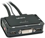 Lindy 42341 DVI KVM Switch Compact USB 2.0 Audio 2 Port schwarz