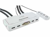 InLine 61614I KVM Switch, 4-fach, DVI-D, USB, mit Audio, integr. Kabel