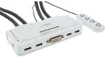 InLine 61614I KVM Switch, 4-fach, DVI-D, USB, mit Audio, integr. Kabel