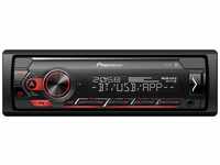 PIONEER 1-DIN-Empfänger mit Bluetooth, rot/weiße Beleuchtung, USB/3,5-mm-Buchse,