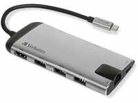 Verbatim USB-C Multiport-Adapter, Hub mit USB-3.0, HDMI-4K, SD/microSD, Gigabit