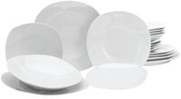 CreaTable, 19767, Serie Square Weiss, 18-teiliges Geschirrset f&uuml;r 6 Personen, Teller
