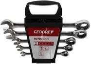 GEDORE red Ringratschenmaulschl&uuml;ssel-Satz mit Ringratsche, Set 5-teilig, SW 8-19 mm,