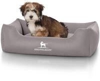Knuffelwuff Kunstleder Hundebett Sidney M-L 85 x 63cm Grau - abnehmbarer Bezug -