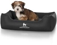 Knuffelwuff Kunstleder Hundebett Sidney M-L 85 x 63cm Schwarz - abnehmbarer Bezug -
