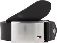 Tommy Hilfiger Herren G&uuml;rtel Plaque Belt 3,5 cm Lederg&uuml;rtel, Schwarz (Black), 105