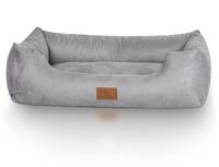 Knuffelwuff Hundebett Dreamline aus Velours M-L 85 x 63cm Grau - abnehmbarer Bezug -