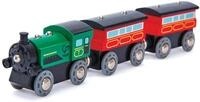 Hape Eisenbahn Personenzug mit Dampflok - Holzeisenbahn Set f&uuml;r Kinder, Spielzeug