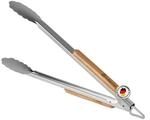 BURNHARD&reg; Lange Edelstahl Grillzange (45 cm) Akazien-Holzgriff, Grill-Zubeh&ouml;r,