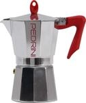 Pedrini 9085 Kaffettiera-9 TZ (450 ml), Aluminium, silber / rot, 9 tazze