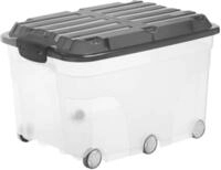 Rotho Roller 6 Aufbewahrungsbox mit Deckel und Rollen 57l | Stapelboxen f&uuml;r