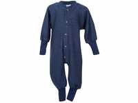 Cosilana, Einteiler Schlafanzug ohne Fuß, 100% Wolle (116, Marine)