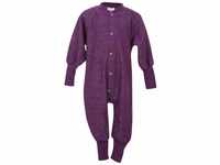 Cosilana, Einteiler Schlafanzug ohne Fuß, 100% Wolle (68, Pflaume)