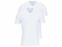 Olymp Herren T-Shirt City- Doppelpack V-Neck, M, Weiß
