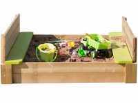 Wendi Toys Kinder Sandkasten mit Deckel und Bänken | Holz sandkasten für