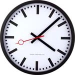 Eurotime Bahnhofsuhr Wanduhr Schwarz 35 cm - Funkwanduhr mit Echtglas |...