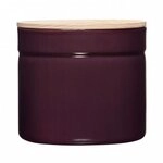 Riess, 2174-201, Vorratsdose mit Eschenholzdeckel &oslash; 12cm, AP AUBERGINE, Emaille,
